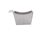 A stainless steel French fry side basket with a curved handle on one side. The holder has a rectangular open top with flared sides, a flat bottom, and a smooth metallic finish. It’s dishwasher safe and set against a plain white background.