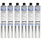 Six identical Scotsman SSM Replacement Cartridges stand upright in a row. Each silver cartridge with a white label, blue text, and black cap is aligned side by side against a plain white background.