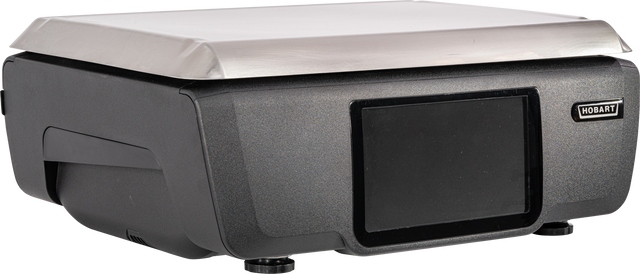 A Hobart GTS-7DA commercial kitchen appliance, rectangular with a matte black body, front touchscreen panel, and flat stainless steel lid. Featuring a sleek, modern design and customer display, it’s ideal for food preparation or processing.