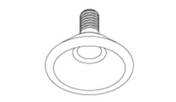 A black-and-white line drawing of a round-headed screw with a wide, flat, circular head and a short threaded shaft, resembling the agitator attachment on a Vitamix agitator, viewed from an angle below the head.