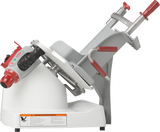 A grey and red machine, the Berkel X13-PLUS Premium Food Slicer offers precision and style for any kitchen.