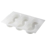 A white plastic, dishwasher safe 6-compartment tray with oval-shaped sections, each featuring a curved S-like divider. Shown clean and empty on a white background, it’s viewed from above at an angle.