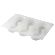 A white plastic, dishwasher safe 6-compartment tray with oval-shaped sections, each featuring a curved S-like divider. Shown clean and empty on a white background, it’s viewed from above at an angle.