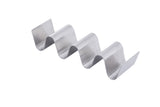 A silver, stainless steel Taco Taxi Server with a wave-like, zigzag design forms four valleys and holds 3-4 tacos. The holder is photographed against a plain white background.