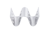 A metallic, wavy-shaped Taco Taxi Server made of stainless steel with a smooth finish, viewed from above. It features two upward curves, one downward curve, several circular holes on each side, and holds 1-2 tacos for a modern, minimalist look against the white background.