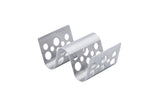A stainless steel Taco Taxi Server bracket with a wavy, S-shaped design. Both upright ends feature multiple round holes in varying sizes. This sleek bracket holds 1-2 tacos and is photographed on a plain white background.