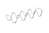 A stainless steel rack with a wave-like, zigzag pattern and triangular handles on both ends, holds 3-4 tacos and is isolated on a white background. Ideal as a Taco Taxi Server for organizing or serving your favorite tacos.
