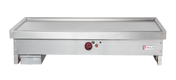 A stainless steel teppanyaki griddle with a flat cooking surface, red center control knob, indicator lights, left-side grease trap, and Wolf TYG60C_LP branding on the right. The rectangular design suits any commercial kitchen griddle setup.