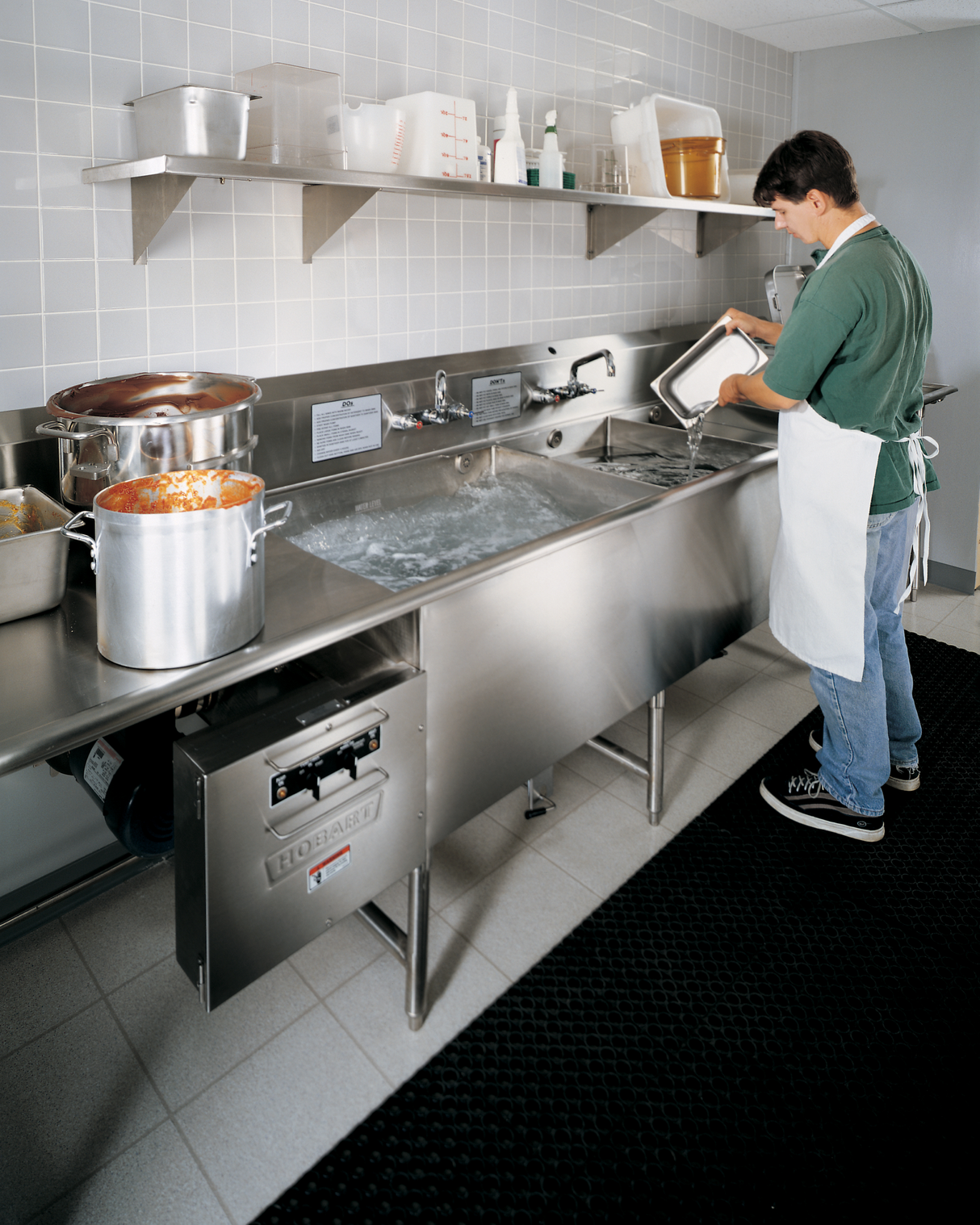 Hobart TWII 2 Drainboards TurboWash Pot Scrubber Stainless Steel with TurboWash