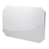 A rectangular Admiral Craft bake pan cover made of clear acrylic, with two top and two bottom corners cut at an angle to form an octagonal shape. The surface is shiny and reflective, set against a plain white background.