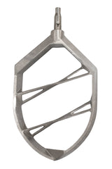 An aluminum beater attachment for the Varimixer 100Q ERGO Mixer, featuring a sturdy frame with three angled crossbars. The flat, paddle-shaped design is ideal for mixing ingredients in baking or cooking.