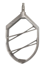 An aluminum beater attachment for the Varimixer 100Q ERGO Mixer, featuring a sturdy frame with three angled crossbars. The flat, paddle-shaped design is ideal for mixing ingredients in baking or cooking.