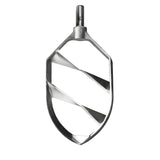 A metal Aluminum Beater attachment for a stand mixer, shaped like an elongated oval with three angled crossbars and an attachment point at the top. Designed for the 150Q ERGO Mixer by Varimixer, it features a sleek, polished surface and sturdy construction.