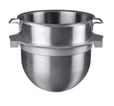 A stainless steel double boiler featuring two nested pots—each with a brushed metal finish reminiscent of a 60 qt. bowl by Varimixer. The top pot has handles and fits securely into the rounded bottom pot, set against a plain white background.
