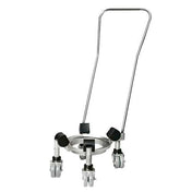 A metal bowl truck with a circular base, three caster wheels, and a tall, U-shaped handle. The design is ideal for transporting an 80 qt. bowl or cylindrical objects like gas cylinders. Black fixtures above the wheels add stability. Background is plain white.