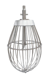 A large, stainless steel Reinforced Wire Whip for a Varimixer commercial stand mixer with a 100 qt. bowl, featuring multiple metal loops in a teardrop shape and a solid metal hub for secure attachment—industrial and sturdy in design.