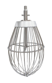 A large, stainless steel Reinforced Wire Whip for a Varimixer commercial stand mixer with a 100 qt. bowl, featuring multiple metal loops in a teardrop shape and a solid metal hub for secure attachment—industrial and sturdy in design.