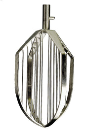 A Varimixer metal mixer attachment with a flat, paddle-like shape and several vertical metal bars, designed for use in the 100Q ERGO Mixer, is shown against a white background. The attachment has a cylindrical mount at the top for connecting to the mixer.