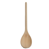 A plain beechwood wooden spoon with a long, smooth handle and a rounded, oval-shaped bowl is shown against a white background. The visible wood grain highlights its non-stick safe, new, and clean appearance.