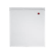 A clear, rectangular Waring 2 gallon vacuum seal bag with a textured surface and a small circular red valve near the top right corner. The empty bag is displayed against a plain white background.