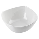 A white, square-shaped ceramic bowl with slightly rounded edges is empty and photographed against a plain white background. The bowl, part of the Frostone Collection, has smooth, glossy surfaces and a minimalist design.