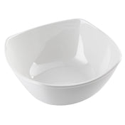 A white, square-shaped ceramic bowl with slightly rounded edges is empty and photographed against a plain white background. The bowl, part of the Frostone Collection, has smooth, glossy surfaces and a minimalist design.