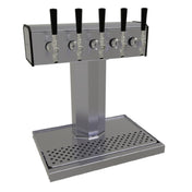 Glastender BT-5-SSR Tee Draft Dispensing Tower Countertop (5) Stainless Steel Faucets (handles Not Included)