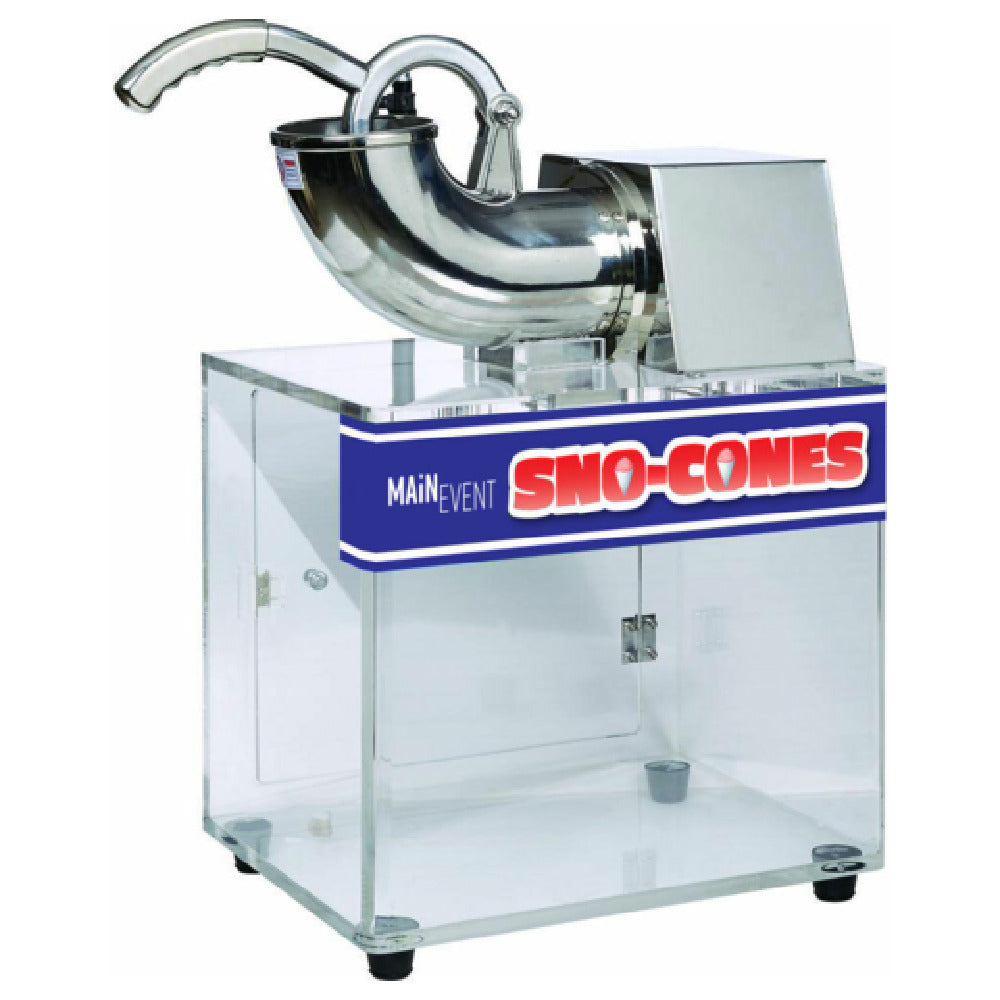 Hubert 35484 - Kratos® Snow Cone Machine, Acrylic Cabinet, 400 Lbs. Of Ice/Hour