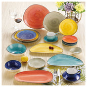 CAC China TUS-21-BLU Tucson Plate 12-1/4" X 11-1/2" Irregular Round