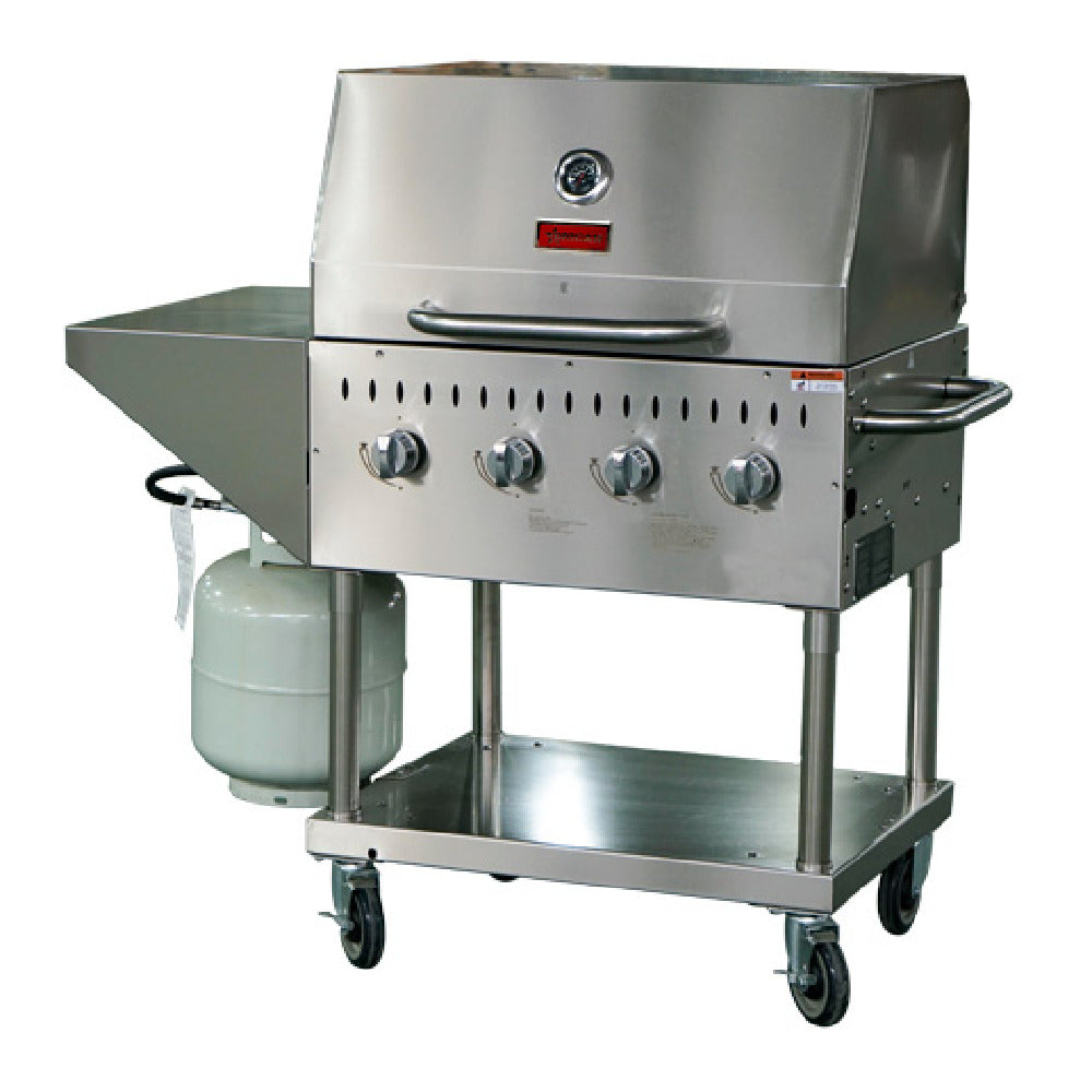 Omcan 47352 (CE-CN-0030-S LP) Outdoor Propane BBQ Grill LP Gas 33-1/2"W X 25-4/5"D X 34-3/4"H