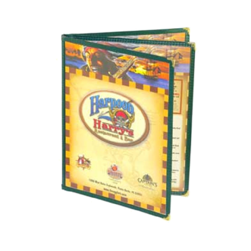 Menu Solutions SE340D_LIZARDBLACK Menu Jacket Holds 8-1/2" X 14" Inserts Triple Panel Booklet