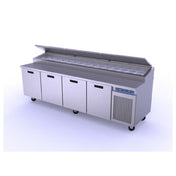Randell 84111N-290 Refrigerated Raised Rail Prep Table Four-section 111" W