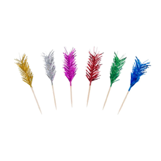 Town 51805 Cocktail/Food Pick 6-1/4"L Curly Foil Frill Top