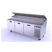 Randell 8395N-290 Refrigerated Raised Rail Prep Table Three-section 95" W