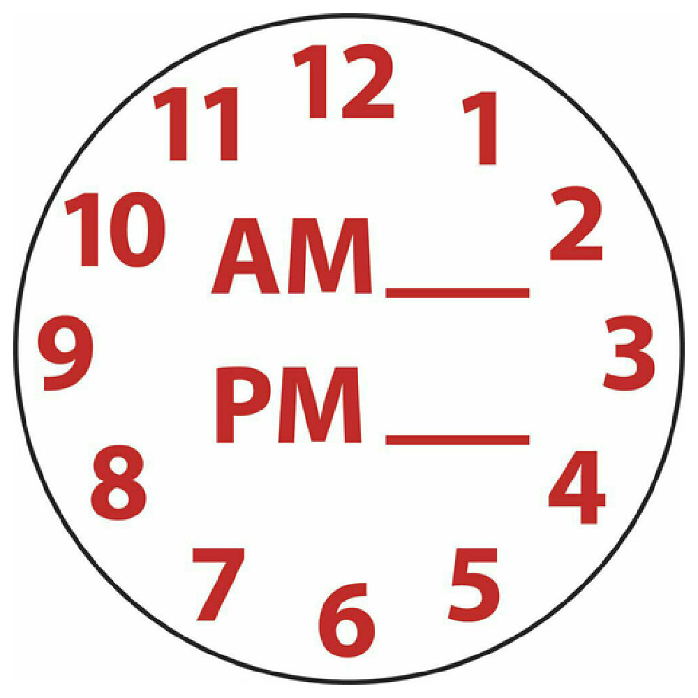 Hubert 95568 - Food Safety Label, 1" Dia., Round Clock