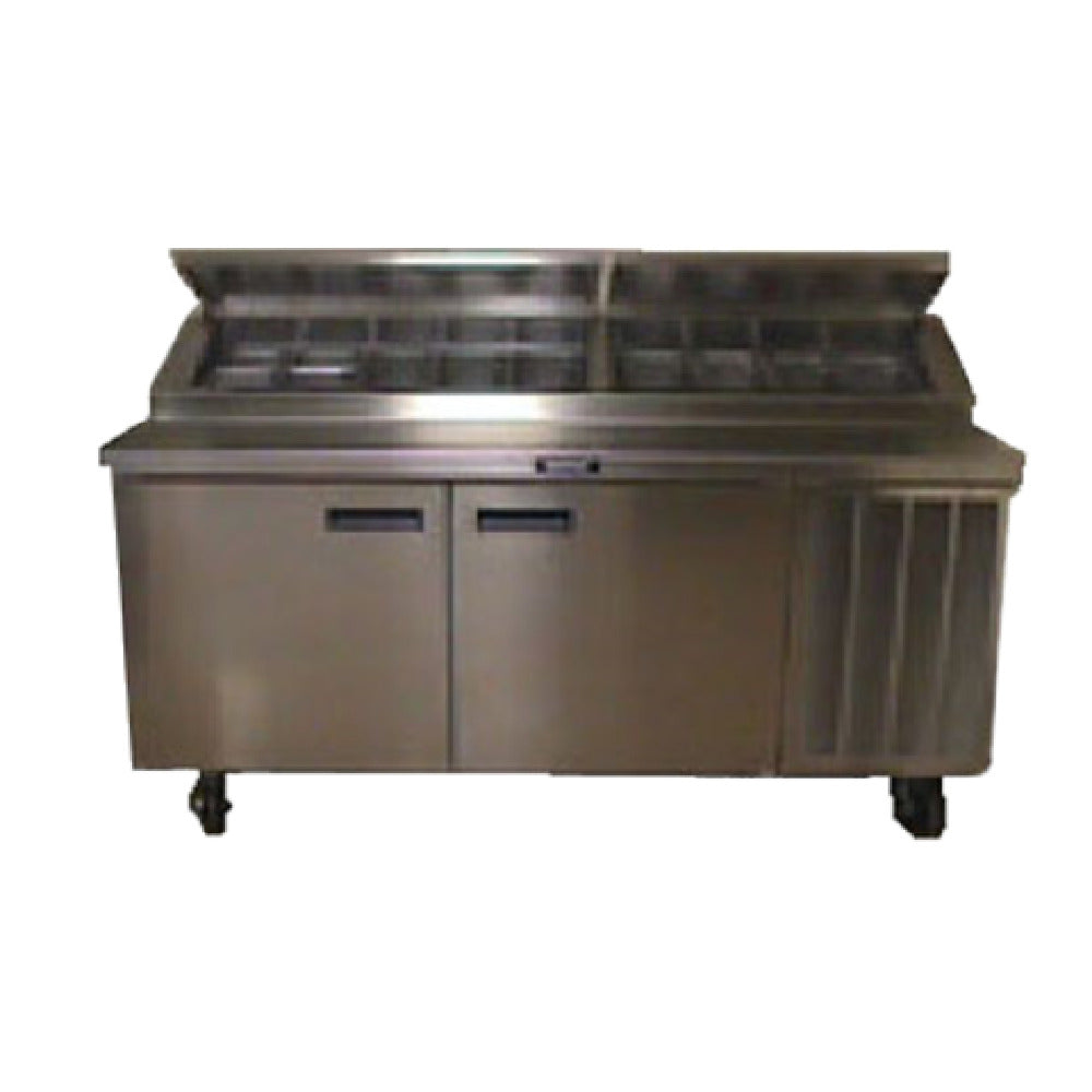 Delfield F18DC60P Refrigerated Pizza/Sandwich Prep Table Two-section (1) 19" & (1) 27" Door
