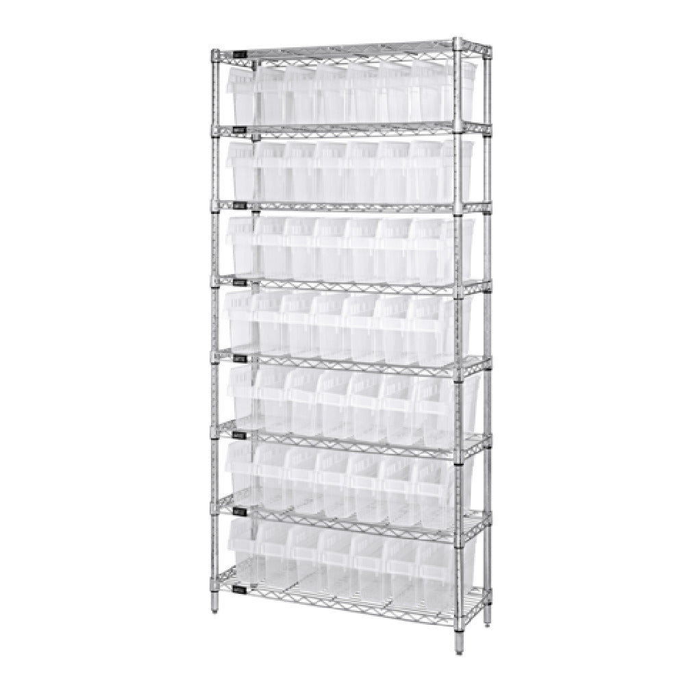 Quantum WR8-803CL Bin Wire Shelving System 36"W X 18"D X 74"H Overall Size 800 Lb. Capacity Per Shelf