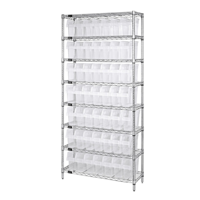 Quantum WR8-803CL Bin Wire Shelving System 36"W X 18"D X 74"H Overall Size 800 Lb. Capacity Per Shelf