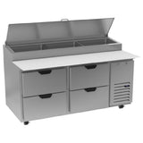 Beverage Air DPD67HC-4 Pizza Top Refrigerated Counter Two-section 67"W