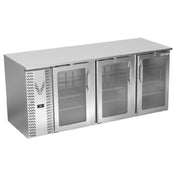 Victory VBB78HC-G-S - Back Bar Refrigerator, Three-section, 78"W X 29-11/16”D X 34"H