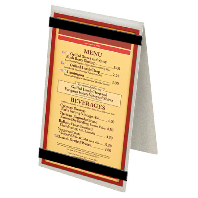 Menu Solutions MTDBL-46-RB_SWIRL Table Tent Holds 4" X 6" Insert Double Sided