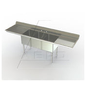 AERO XF3-2418-24LR - Delux™ Sink, Three Compartment, With 24" Drainboards On Left & Rights