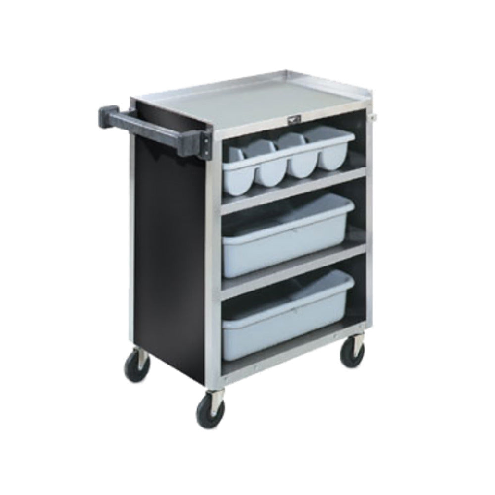 Vollrath 97180 Bussing Cart 300 Lb. Capacity Paneled On Three Sides With Black Vinyl Finish