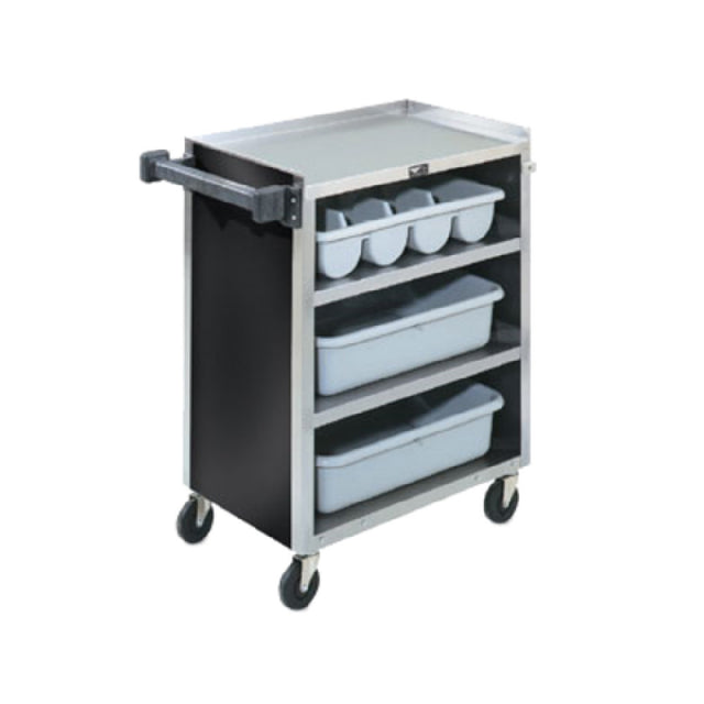 Vollrath 97180 Bussing Cart 300 Lb. Capacity Paneled On Three Sides With Black Vinyl Finish