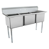 Empura ESD31818 - Sink, 63"W X 23.5"D X 44.25"H, (3) Compartment