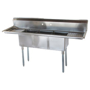 Turbo Air TSCS-3-23 Sink 3-compartment With 15" Left & Right Hand Drainboard