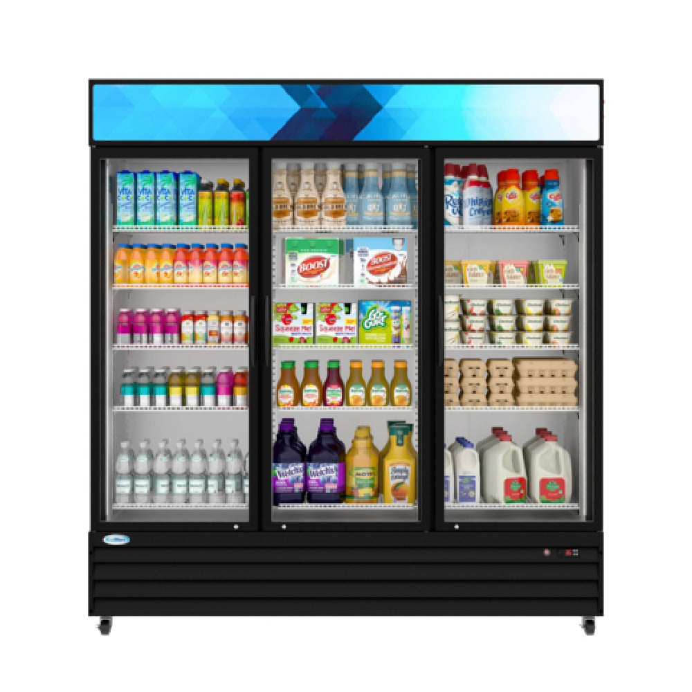 Koolmore MDR-3GD-63C - Merchandiser Refrigerator, Three-sections, 70-4/5"W