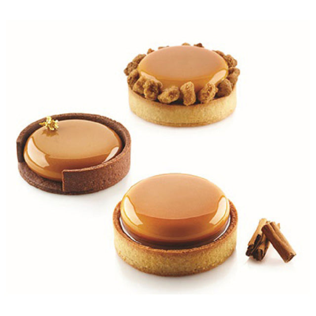 Louis Tellier KIT TART 8 Silikomart Tart Ring Mold Kit Includes: (6) 2.6" Dia. X 0.5"H White Silicone Ring Molds (each Cavity Holds 1.6 Oz.) & (6) 2.1" Dia. X 0.7"H Thermoplastic Composite Non-stick Rings