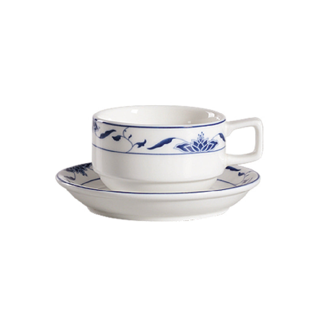 CAC China 103-1-S Blue Lotus Cup 8 Oz. 3-1/2" Dia. X 2-1/4"H
