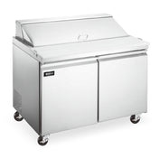 Omcan 50034 (PT-CN-0920-HC) Refrigerated Prep Table Two-section Rear Mount Self-contained Refrigeration